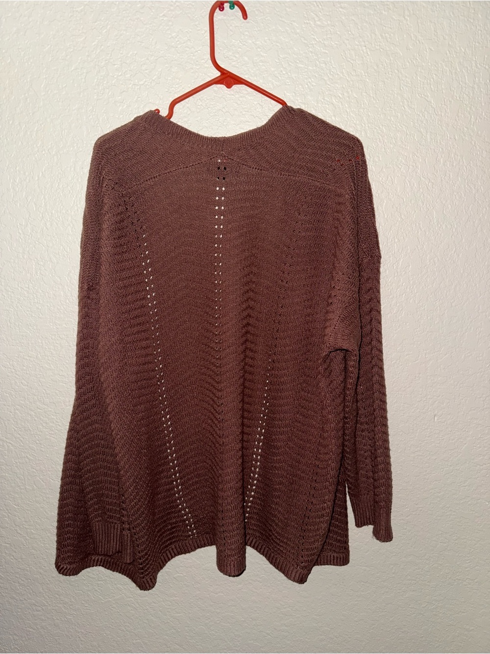 Moral Fiber Open-Knit Mauve-Brown Scoop Neck Sweater